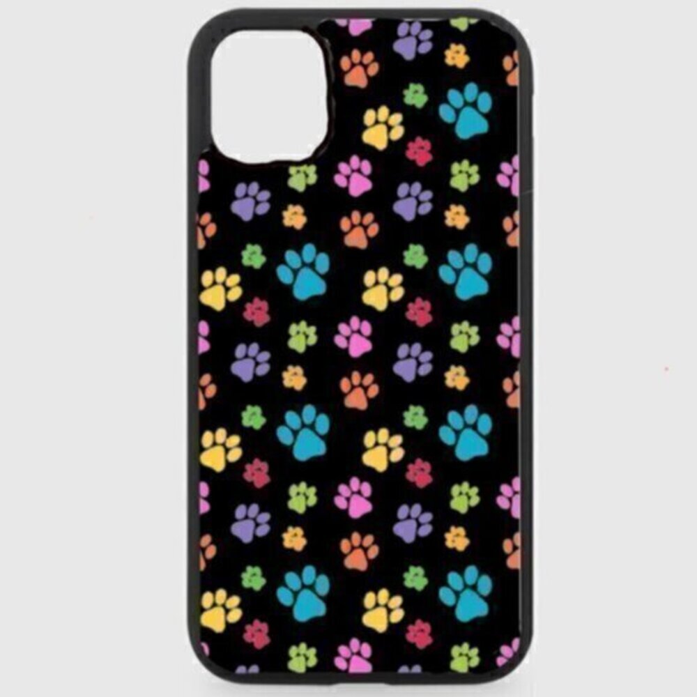 Black Rainbow Paw Print Phone Case